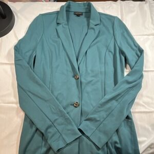J. Jill Wearever Collection Teal Button Collared Mid-Length Jacket XS Women